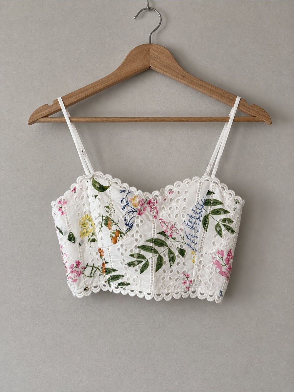 Lulus White Floral Eyelet Crop Top 🌸 Lace Corset Style Cami Small